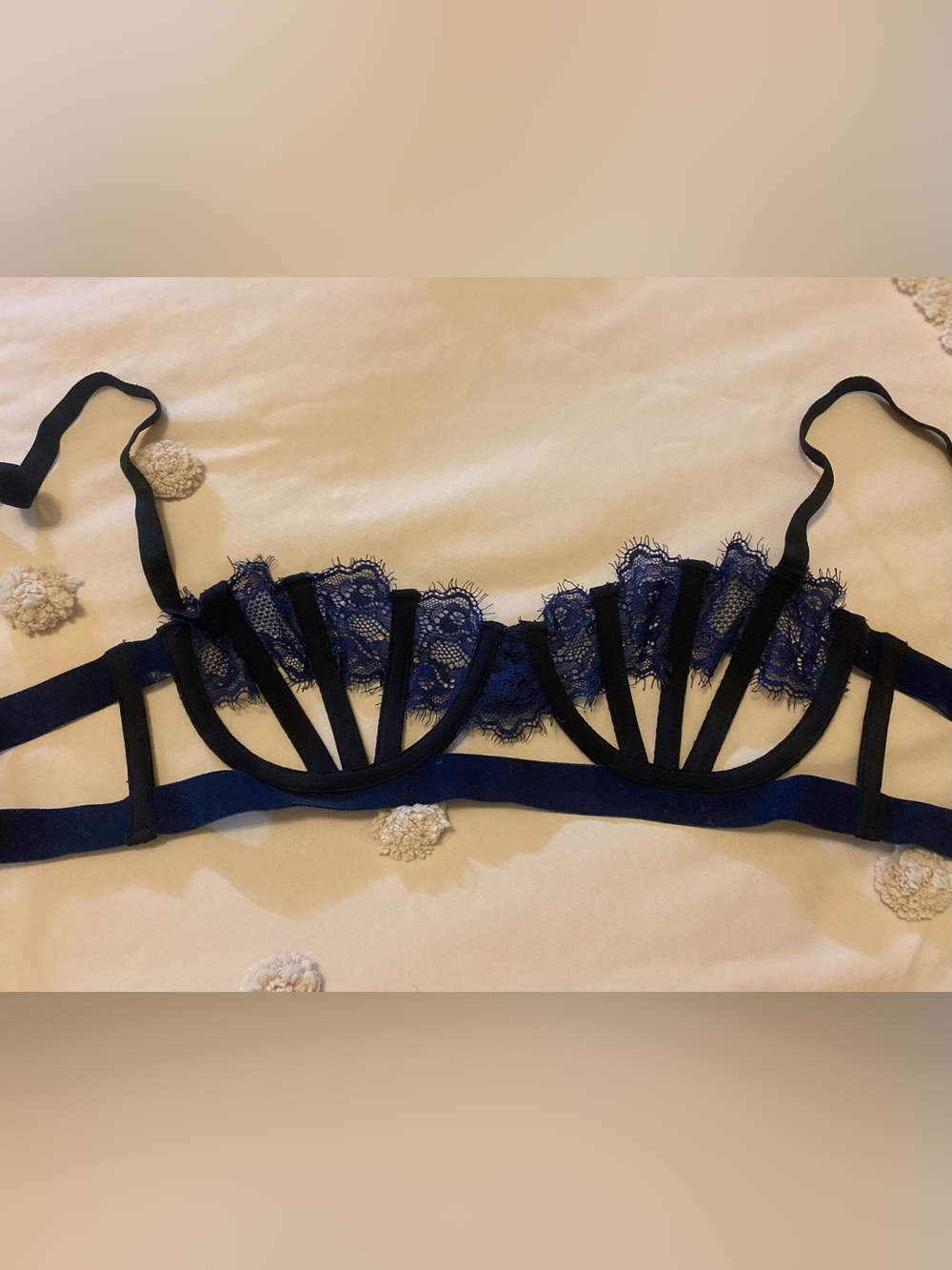 Black/Purple Lace Underwire Cage Bra